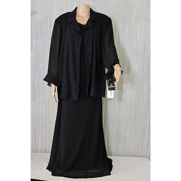 Studio I - Maxi Length 2 Piece Black Dress with Button Up Blouse Size 20W - Picture 6 of 16